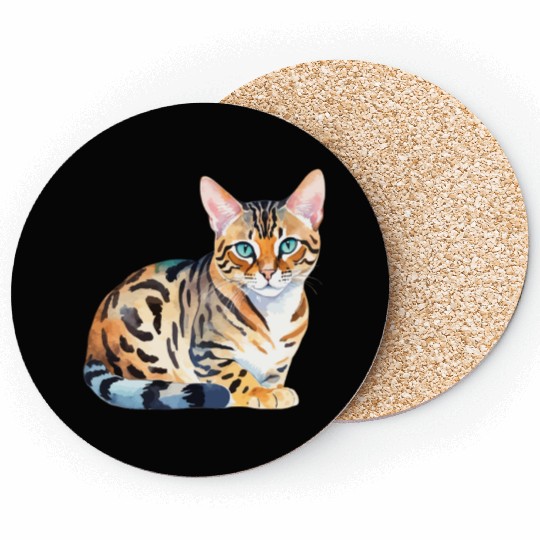 Leopard Cat Watercolor Coasters