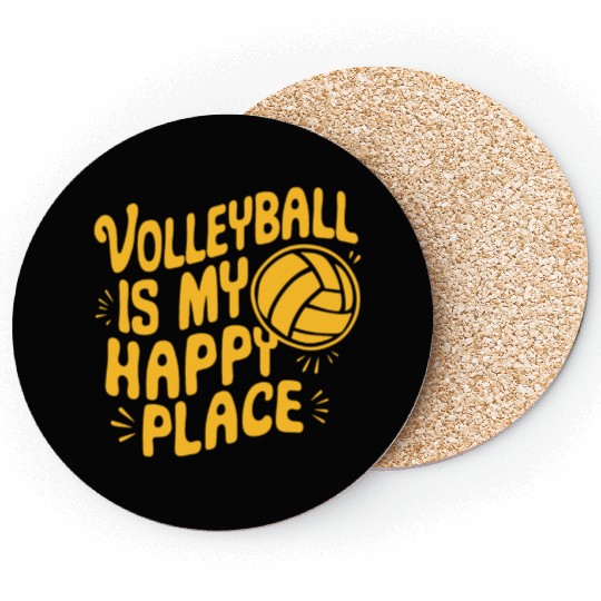 Volleyball Volleyballer Is My Happy Place Coasters