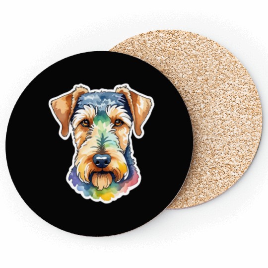 Airedale Terrier Watercolor Coasters