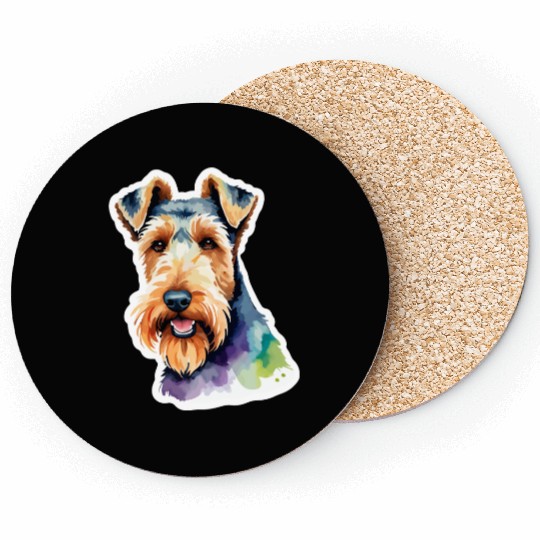 Airedale Terrier Watercolor Coasters