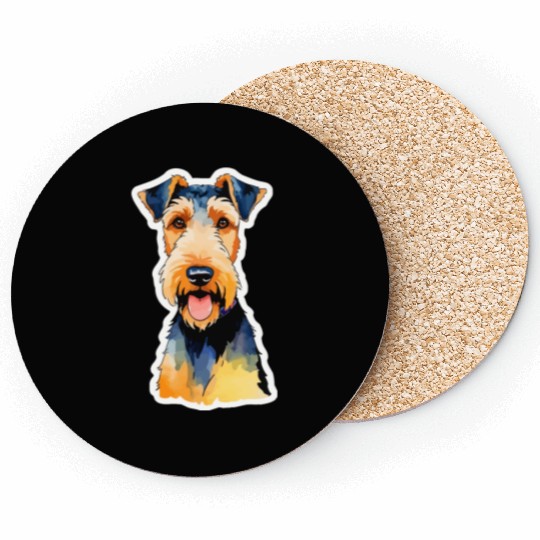 Airedale Terrier Watercolor Coasters