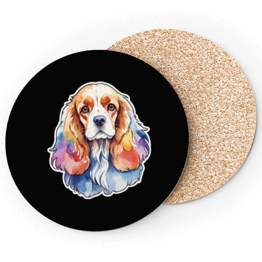 American Cocker Spaniel Watercolor Coasters