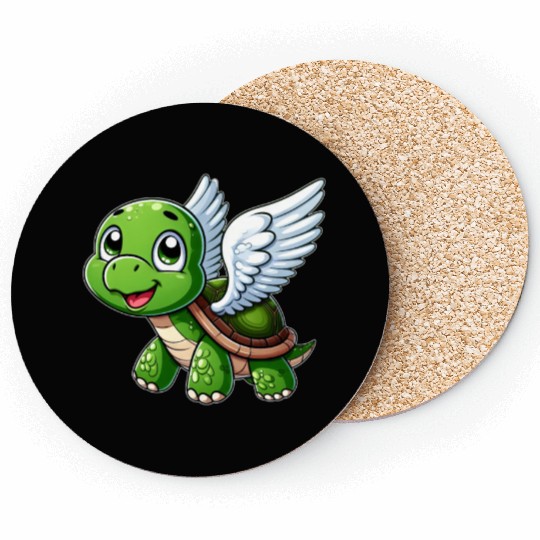 Turtle Angel Wings Halo Farm Farmer Coasters