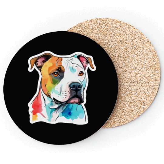American Staffordshire Terrier Watercolor Coasters