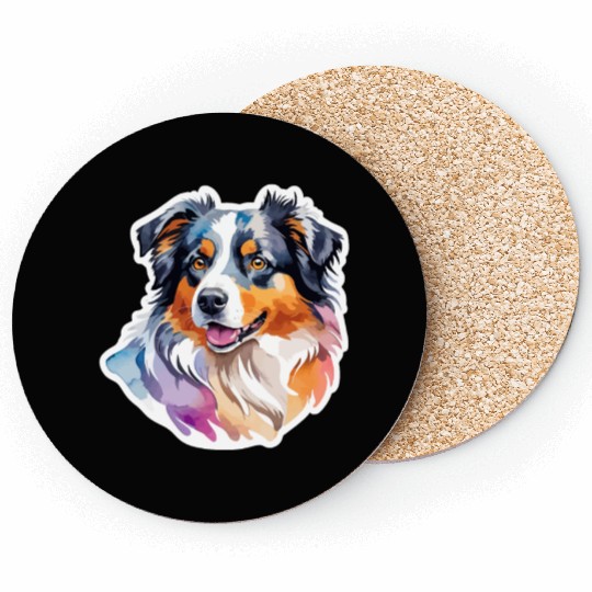 Australian Shepherd Watercolor Coasters