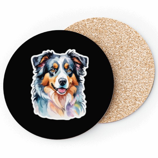 Australian Shepherd Watercolor Coasters