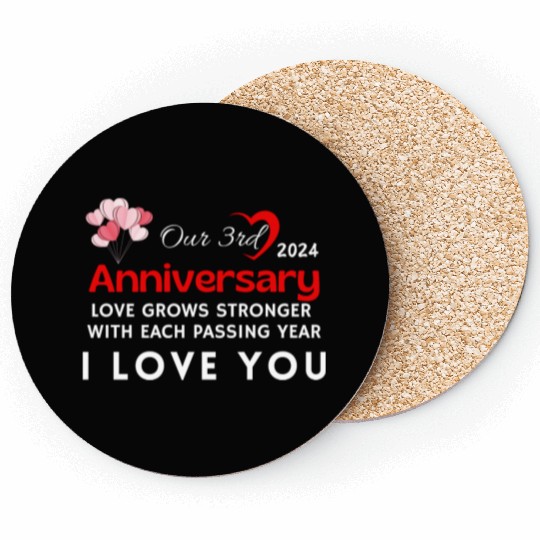 3th Anniversary I Love You Coasters
