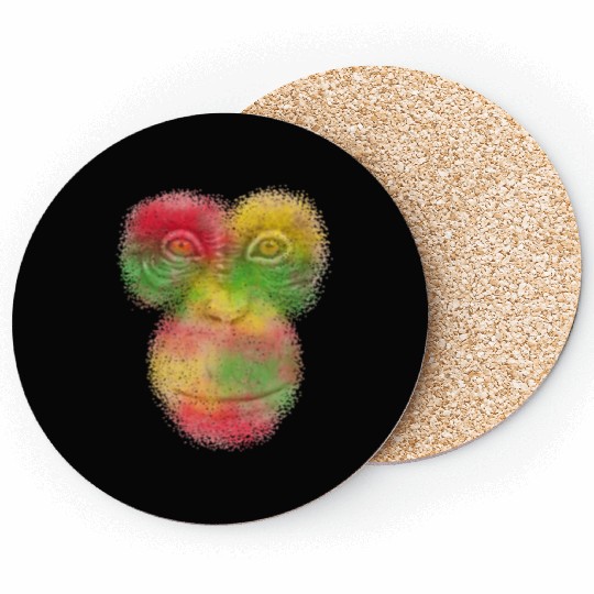 Colorful Retro Monkey Face Coasters - Funny Monkey