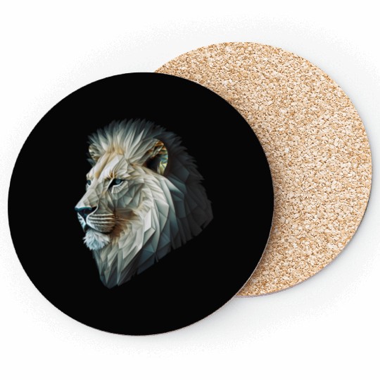 Polygon Animal Print White Coasters