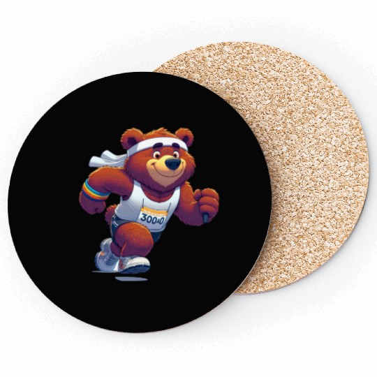 Cute Marathon Runner Bear Coasters