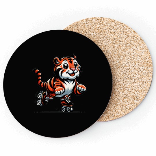 Cute Inline Skater Tiger Coasters