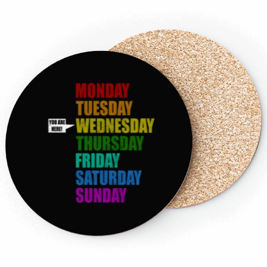 Funny You Are Here Weekly Days Humor - Wednesday Coasters