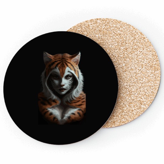 Fierce Jungle Tiger Spirit Fantasy Artwork Coasters