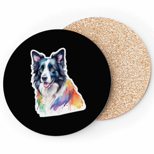 Border Collie Watercolor Coasters