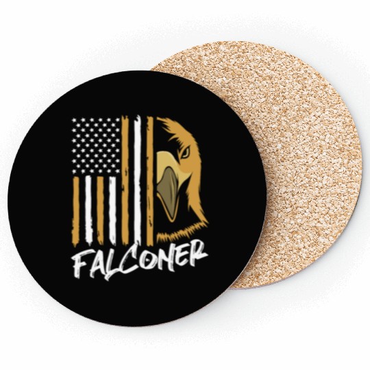 4th Of July US Flag Falcon Bird Lover Falconry Coasters