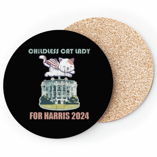 Childless cat lady for Harris 2024 Coasters