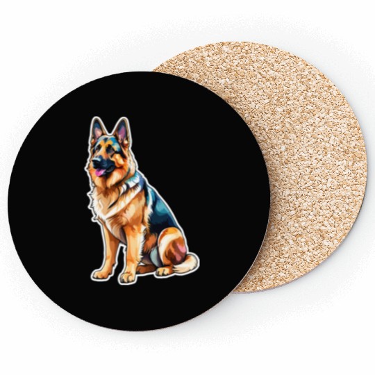German Shepherd Watercolor Coasters