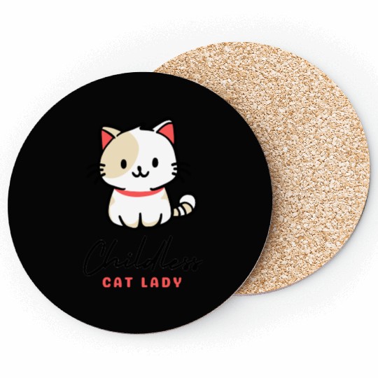 Childless Cat Lady, cat-loving lifestyle Coasters