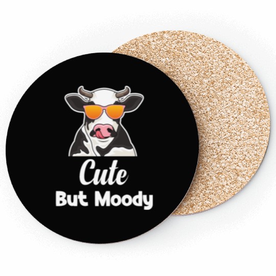 Cute But Moody Funny Cow Farmer Highlander Coasters