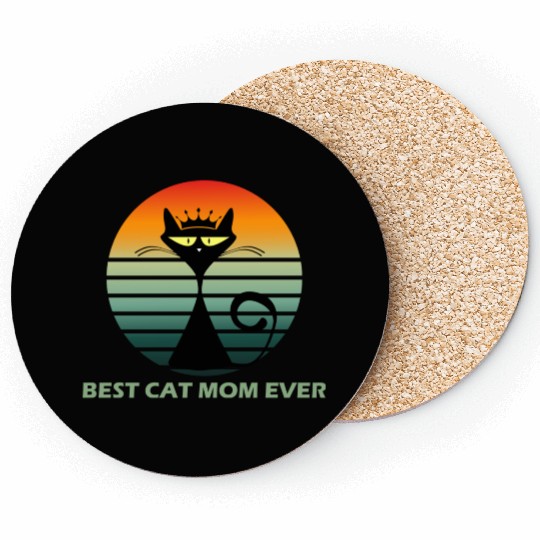 Best cat mom ever Pets cute Funny lovely cat Coasters