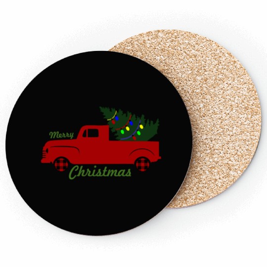 christmas truck and christmas tree Coasters