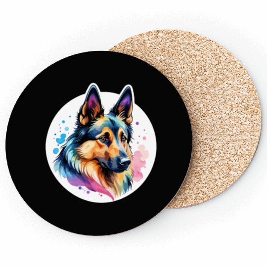 Belgian Shepherd Watercolor Coasters