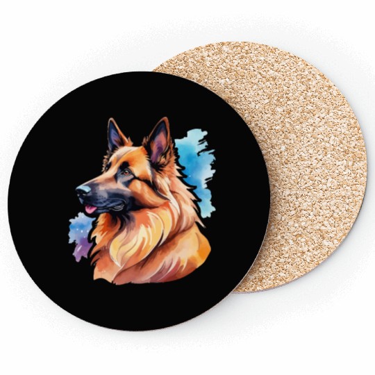 Belgian Shepherd Watercolor Coasters