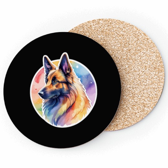 Belgian Shepherd Watercolor Coasters