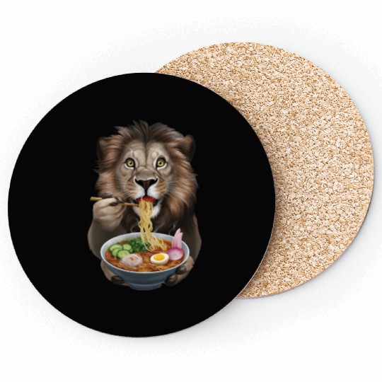 Lion Eating Ramen Realistic Coasters