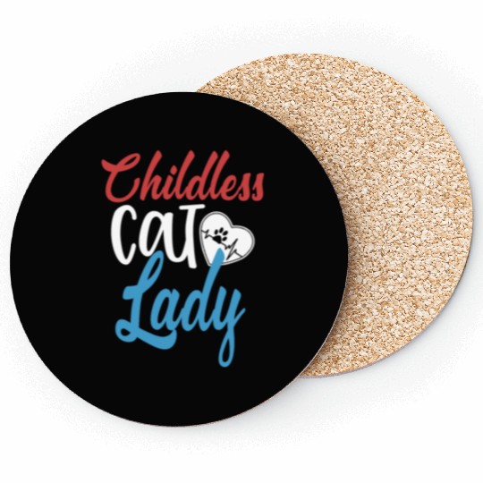 Vintage And Retro Funny Childless Cat Lady Coasters