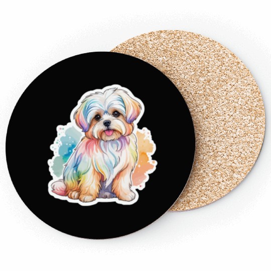 Maltese Dog Watercolor Coasters