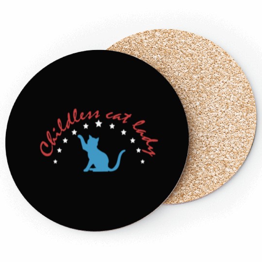 Vintage And Retro Funny Childless Cat Lady Coasters
