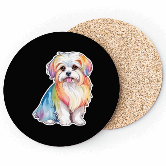 Maltese Dog Watercolor Coasters