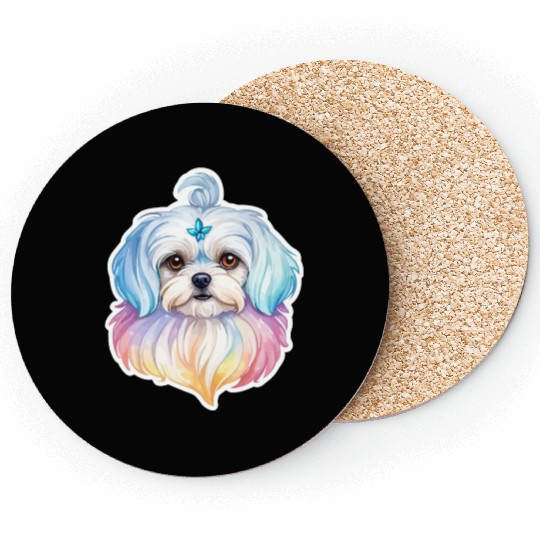 Maltese Dog Watercolor Coasters