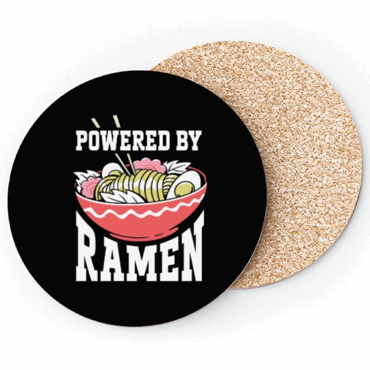 Powered By Ramen Anime Japanese Soup Cup Noodle Coasters