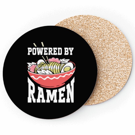 Powered By Ramen Anime Japanese Soup Cup Noodle Coasters