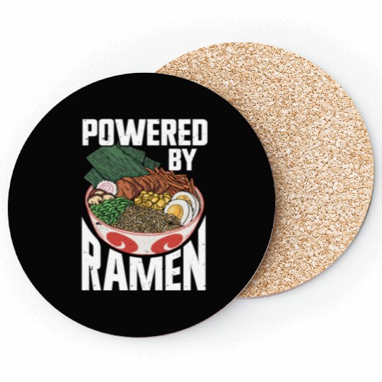 Powered By Ramen Anime Japanese Soup Cup Noodle Coasters
