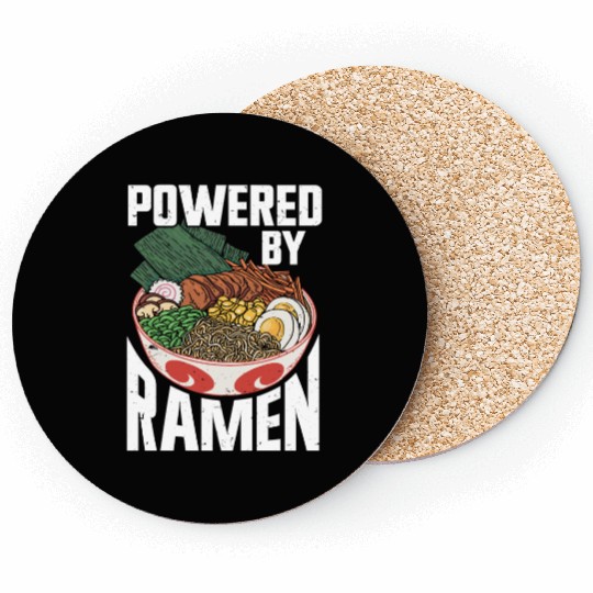 Powered By Ramen Anime Japanese Soup Cup Noodle Coasters