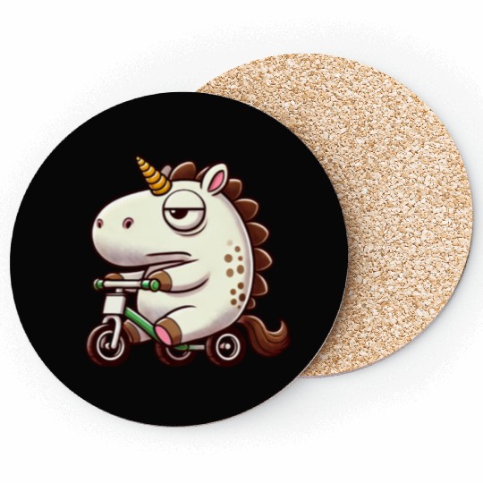 Unicorn on tricycle funny whimsical mythical Coasters