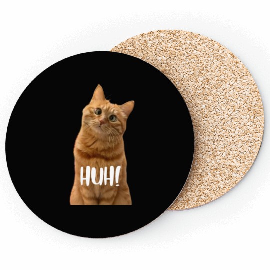 Funny Cross-Eyed Cat Meme Huh Funny Cat Coasters