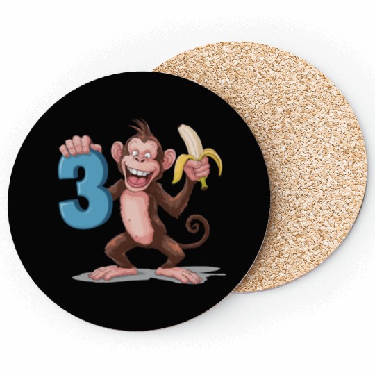 3rd Birthday Monkey Coasters