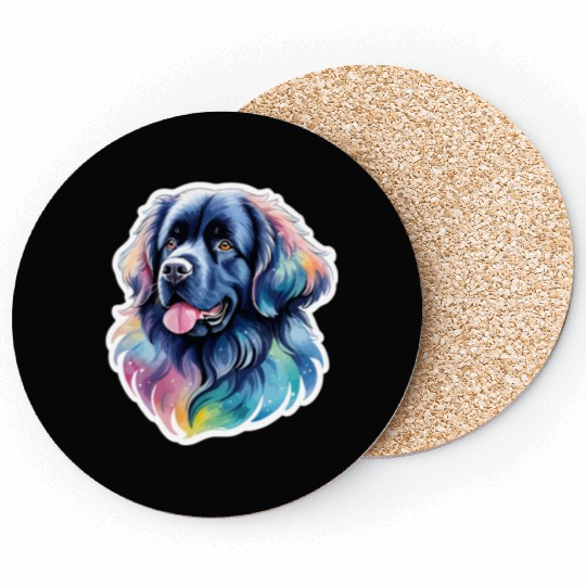 Newfoundland Dog Watercolor Coasters