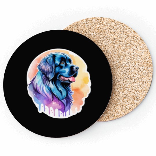 Newfoundland Dog Watercolor Coasters