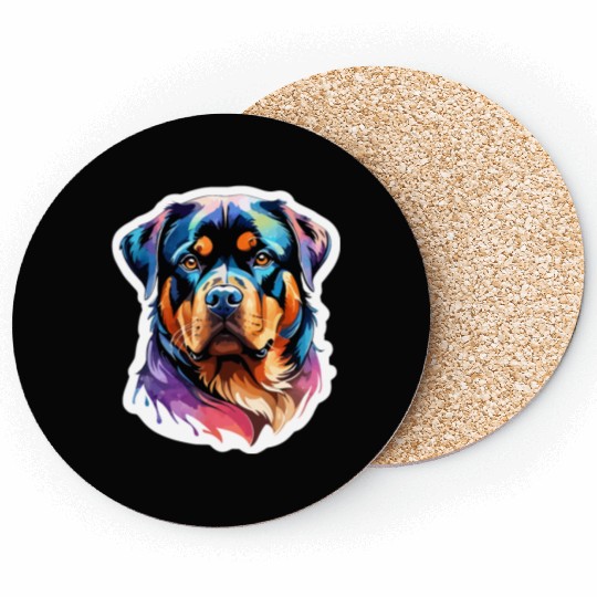 Rottweiler Watercolor Coasters