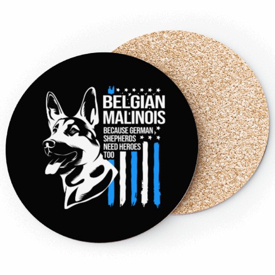 4th Of July US Flag Belgian Malinois K9 Dog Coasters