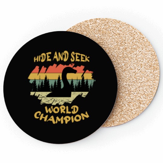 Hide Seek Champion Nessie Loch Ness Cryptid Retro Coasters