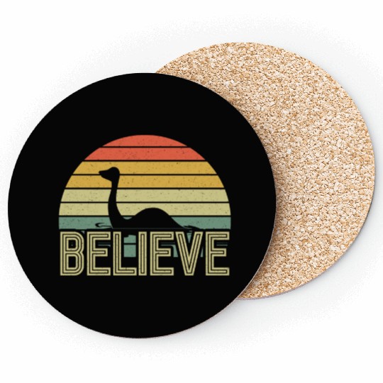 Believe Nessie Loch Ness Cryptid Retro Vintage Coasters