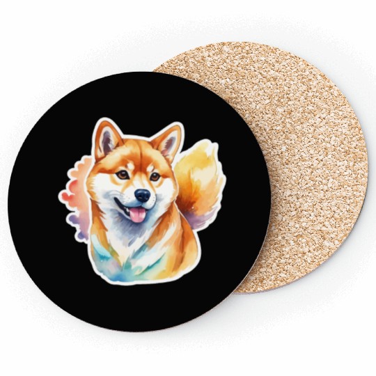 Shiba Inu Watercolor Coasters