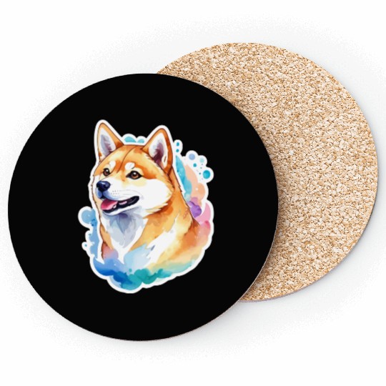 Shiba Inu Watercolor Coasters