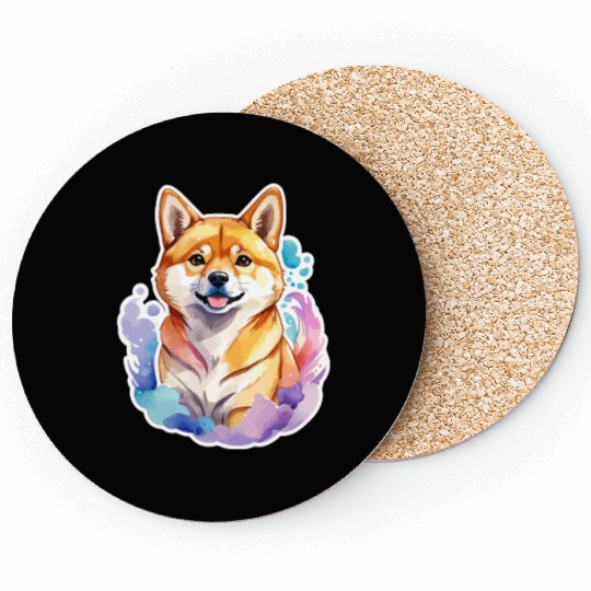 Shiba Inu Watercolor Coasters